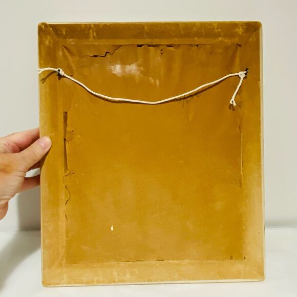 Mid Century Turner Floral Print Original Frame Maroon & Creamy White Signed - Picture 7 of 7